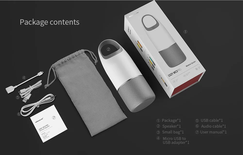 Nillkin MC3 led wireless bluetooth speaker with power bank and TF Card colorful music light 4.2 Bluetooth - ANKUX.COM