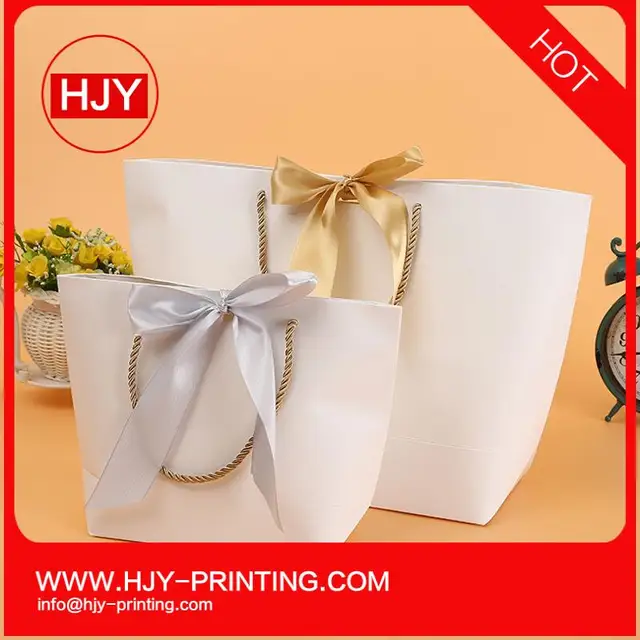 customized paper shoping bag with bowknot for clothes,gift