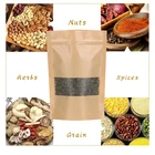 Paper Pouch Paper Stand Up Bag Custom Different Stand Up Kraft Paper Pouch Plastic Doypack Paper Bags With Clear Window For Tea Coffee Dried Food Packaging