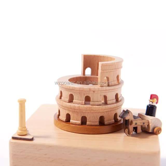 custom sound children hand crank wooden music box movement