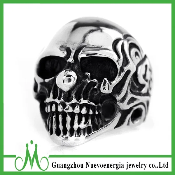 Punk wholesale casting stainless steel men skull ring