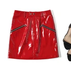Wholesale colorful high waisted short leather mini skirt women leather skirt