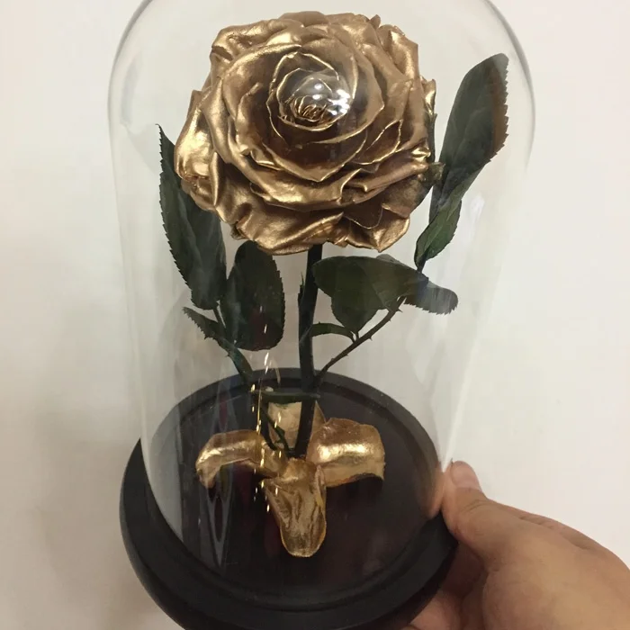 7-8 см Натуральная сохранившаяся роза с стеблями под названием Маленький принц упакован с черными подарочными коробками