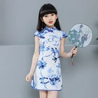 Girls hanfu Style Embroidered Tradit Cheongsam Dress Chinese Traditional