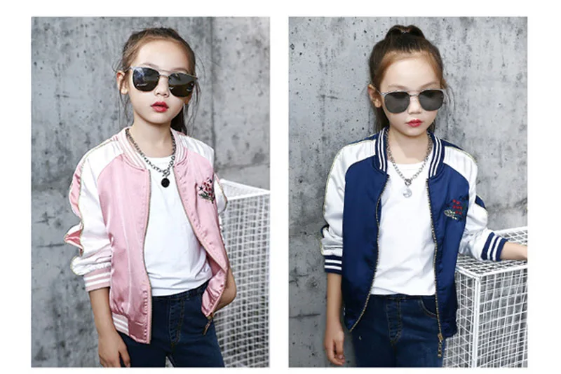 spring embroidered jacket for girls Large kids sports coat baseball clothing (4)