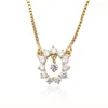 41718-diamond fashion jewelry 14k gold chunky crystal necklace