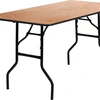 Folding long dining room table with round tube table leg