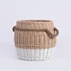Jute rope large round belly woven rattan garden plant storage bin willow wicker basket for laundry gift hampers with handles