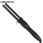LANSAM 2 Triple Ceramic Barrel Hair Curler Roller Double Tube Waver Hair Curling Iron Wand Tongs