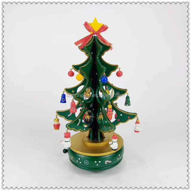 christmas gift wooden christmas tree music box christmas