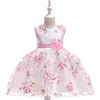2019 western fashion kids children wedding party princess tulle sleeveless belted flower girl party dress