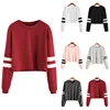 2018 Fashion Wholesale Long Sleeve Crewneck Women Custom Stripe Sweatshirt/T Shirt