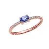 14k Rose Gold Diamond and Solitaire Oval Tanzanite Rope Design StackableProposal Ring