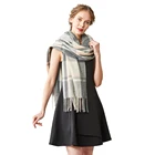 Winter hot sale plaid lady cashmere knitted designer acrylic scarf