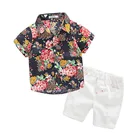 Kids clothes products the trend of baby boy short-sleeved floral shirt casual pants suit baby boy clothing sets