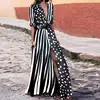 2019 Boho Dresses Women Fashion Evening Party Summer Beach Sundress Striped Shirt Long Maxi Dress