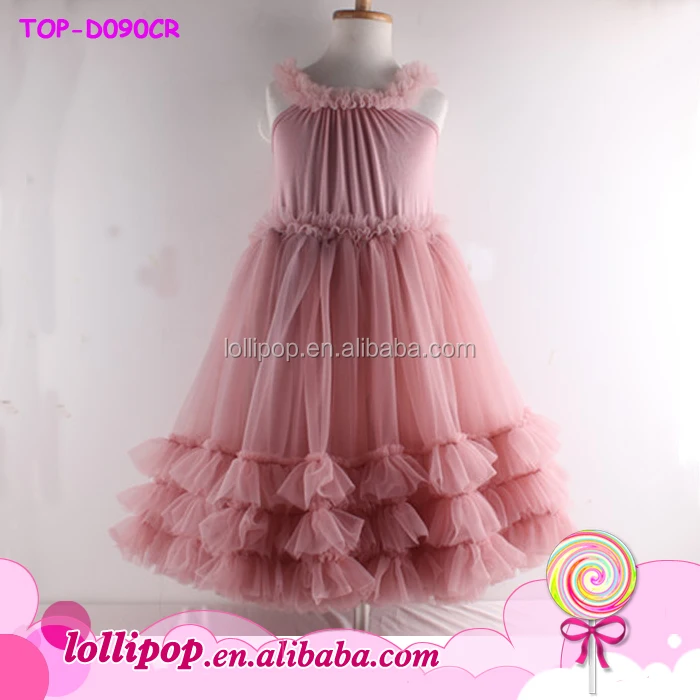 Dusty Pink Ruffle Chiffon Flower Dress Baby Dress Designs Baby Girl Party Dress Children Frocks Designs