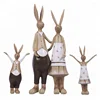 Lovely Small Animal Rabbit Figurine Resin Bunny Families Statue for Desktop