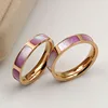 2018 316L Surgical Stainless Steel Minimal Inlay Sea Cowrie Shell Ring Steel