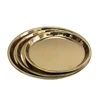 Plated Mirror Polished Large Service Tray Gold Decorative Round Stainless Steel Metal Tray