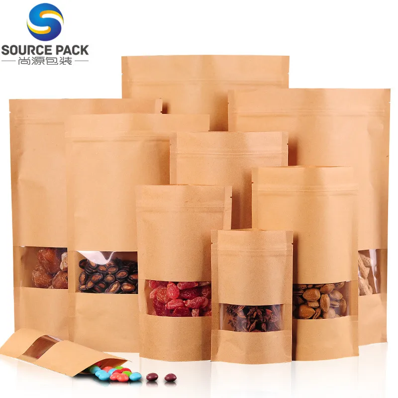 Biodegradable Kraft Paper Bag Food Packaging With Zipper Buy Flat