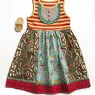 High quality children girls boutique cotton sleeveless tunic polka clothes dress kids floral frock dress suit