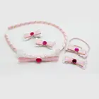 Pink Customable bow Head band Elastic Hair band Hair Accessories set