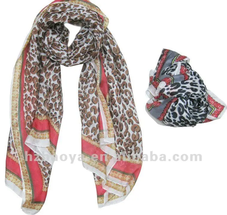 hot fashion hijab leopard printed 100% silk scarves