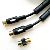 Black Dual injection 9.5mm TV male to female 3C2V coaxial cable with adapter