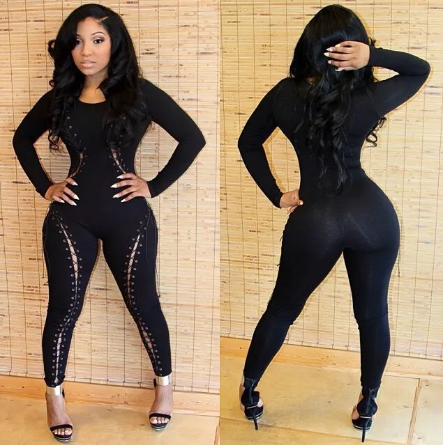 C29345a Women Black Sexy Jumpsuits Club Party Jumpsuits - Buy ...