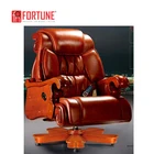 Guangzhou best luxury leather high back office chair with massage function for lower back pain
