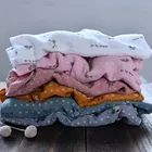 Woven plain dyed custom crinkle 100% cotton printed muslin gauze fabric for diapers