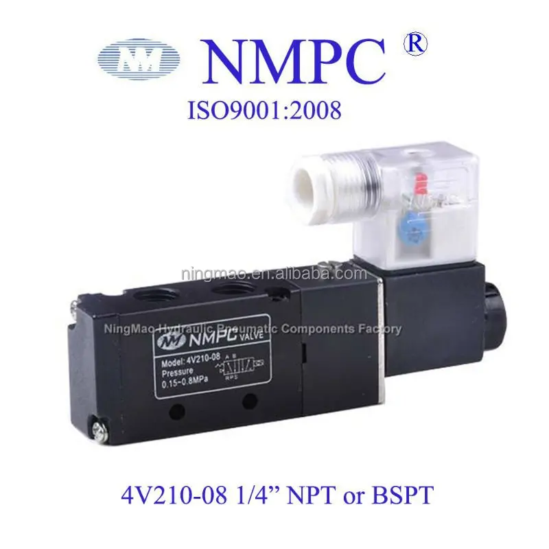 Airtacソレノイドバルブ24vdc4v210- 08、 インチ1/4、 5方弁マニホールド、 空気方向バルブ、 0.15~0.8mpa、 ledコネクタ仕入れ・メーカー・工場