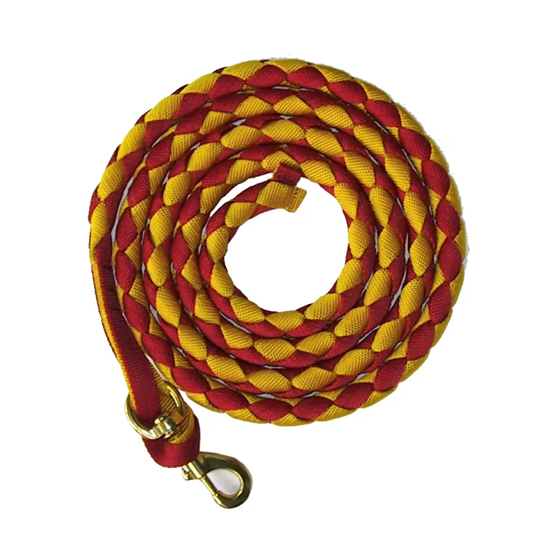 Made in China high tensile strength nylon horse lead rope with solid brass hooks, Cyan color,red and yellow color,white and red color
Made in China high tensile strength nylon horse lead rope with solid brass hooks, Cyan color,red and yellow color,white and red color