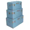 Blue Storage Box Home Decoration wood Trunks