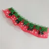 Christmas Red and Green christmas snow man print lace trim with sequins