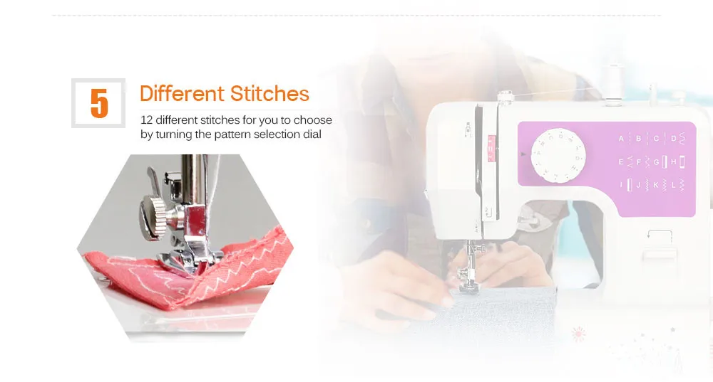 Mini Household Sewing Machine with 12 Different Stitches EU US Plug Adjustable Speed USB Socket 3 Color Sewing Machine for Home04