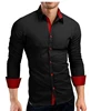Wholesale Long Sleeve Shirts Casual Hit Color Slim Fit Black Man Dress Shirts