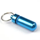 Waterproof Capsule Shape Mini Portable Aluminum Metal Pill Box with Keychain