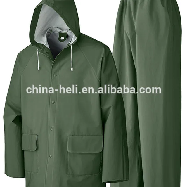 green pu rainwear,waterproof suit,waterproof rain coat