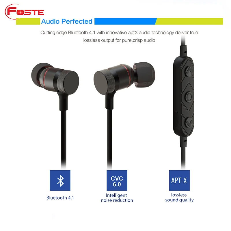Foste-HT9 New arrival,and hot sale bluetooth V4.0 stereo headset, mini wireless sport bluetooth headphone with mic - ANKUX.COM