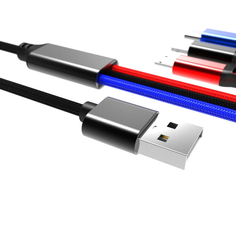 OEM Nylon Braided USB Cable type c cable 3 in 1 usb cable for phone high quality - ANKUX.COM
