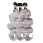 Brazilian 100% Virgin Remy Body Wave Ombre Color 1b/grey Human Hair Weft