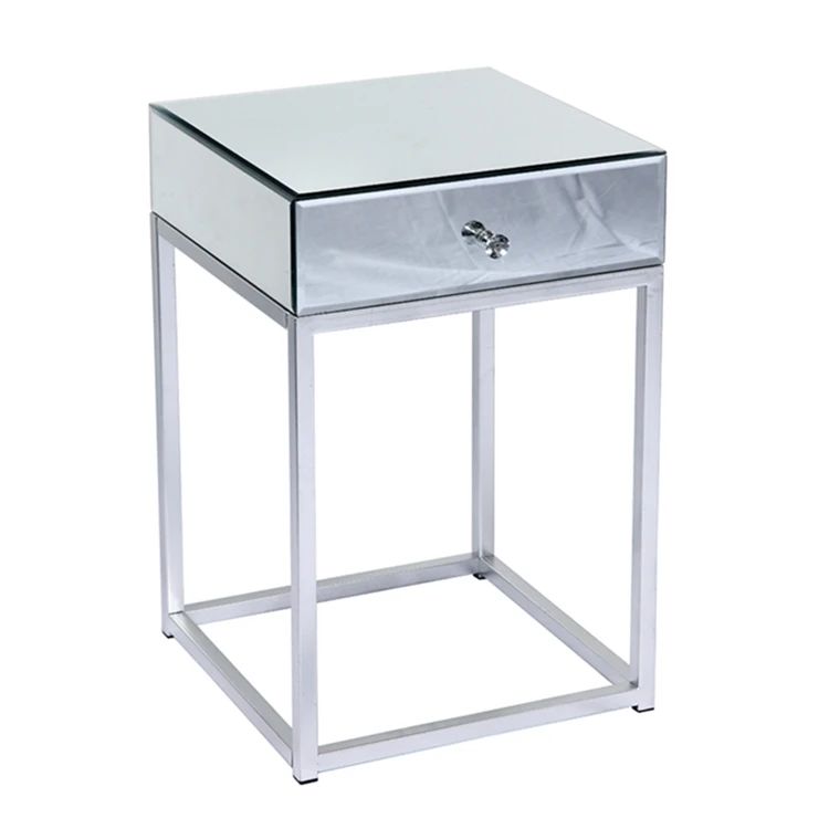 Silver Contemporary Collection 1 Drawer Mirrored End Table Buy