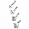 Clear Round CZ High Polished Silver Stud Nose Ring