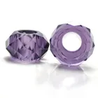 8*14mm green faceted rondelle big hole glass beads without grommets