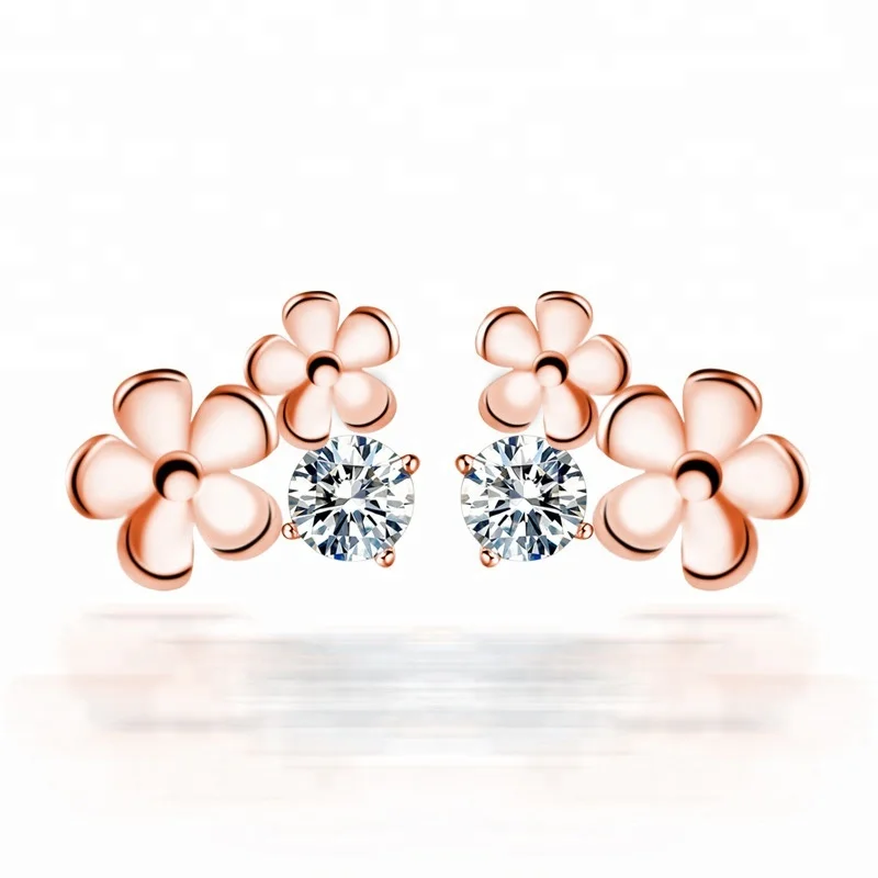 Fancy Rose Gold Flower design Bridal Wedding Jewelry Silver Earrings
Fancy Rose Gold Flower design Bridal Wedding Jewelry Silver Earrings