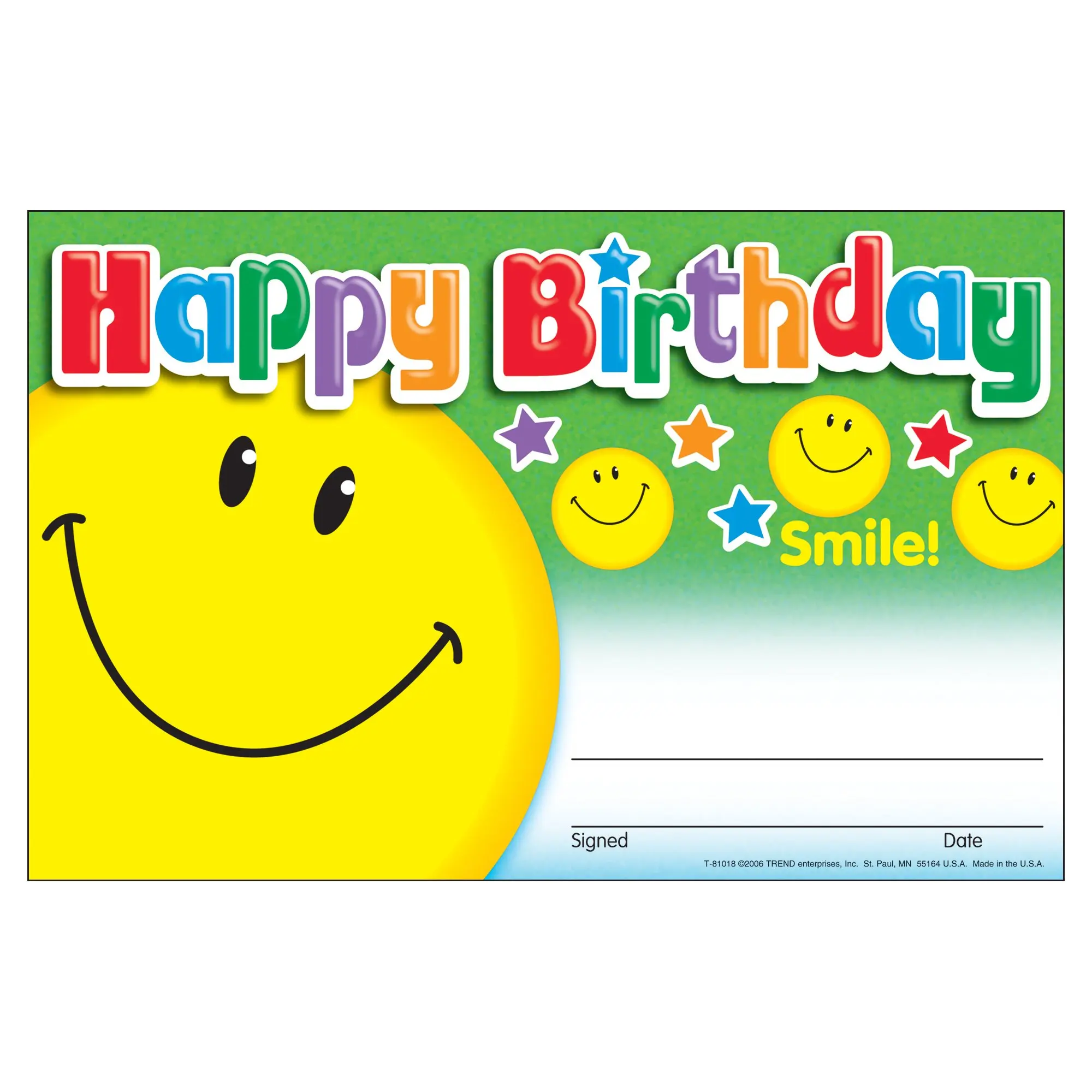 trend enterprises recognition awards, happy birthday-smile, 5-1