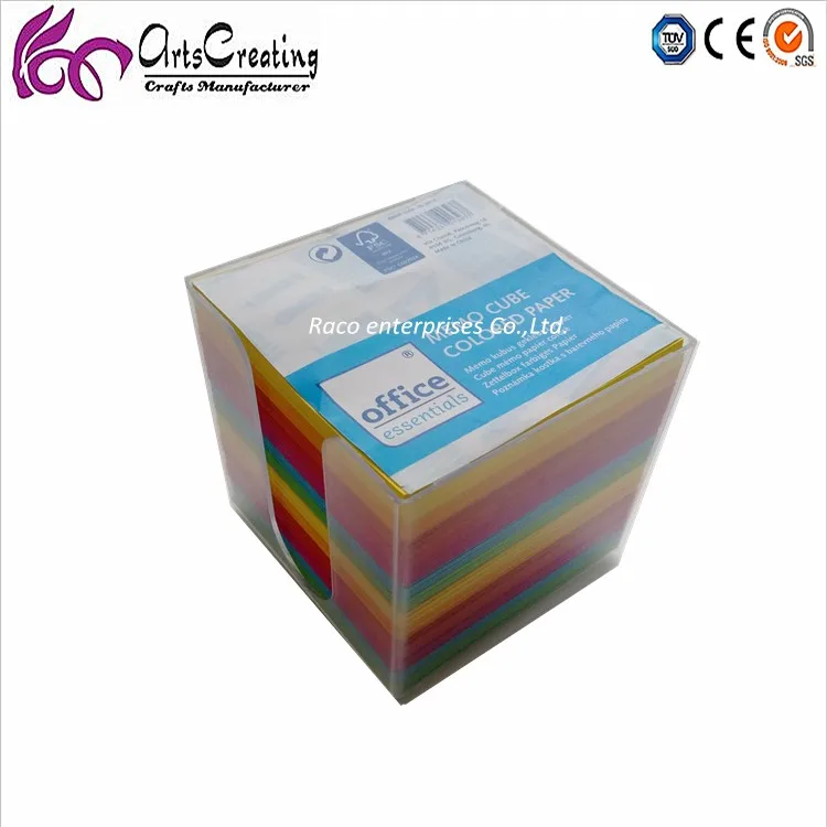 color paper block note color memo cube with plastic box