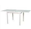 Folding extendable dining table extension with glass top mechanism